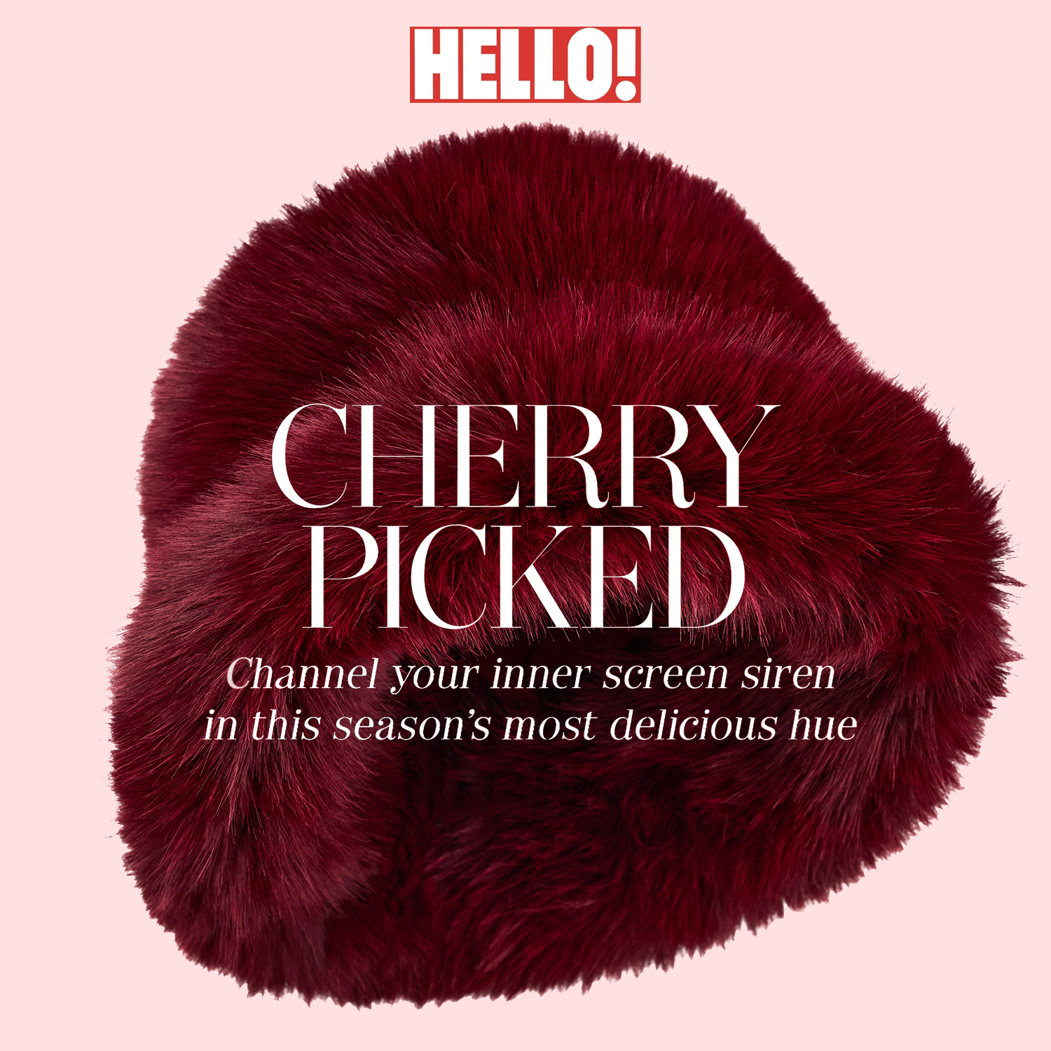 A FREED hat in a Hello! article on cherry coloured products.