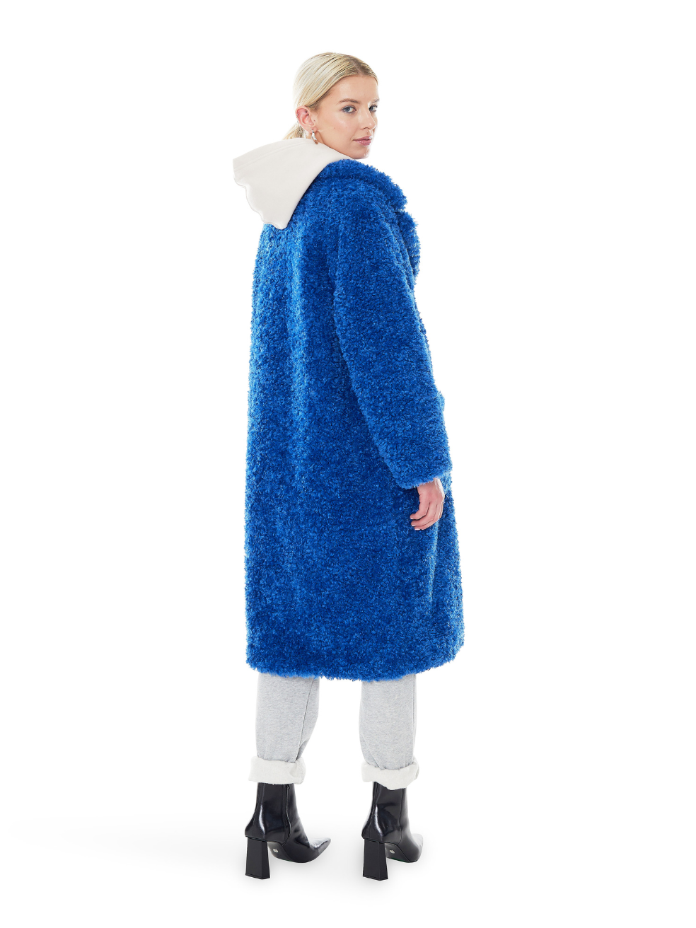 Ruby Lapis Blue Conscious Animal Free Long Teddy Coat Vegan Sherpa Fashion