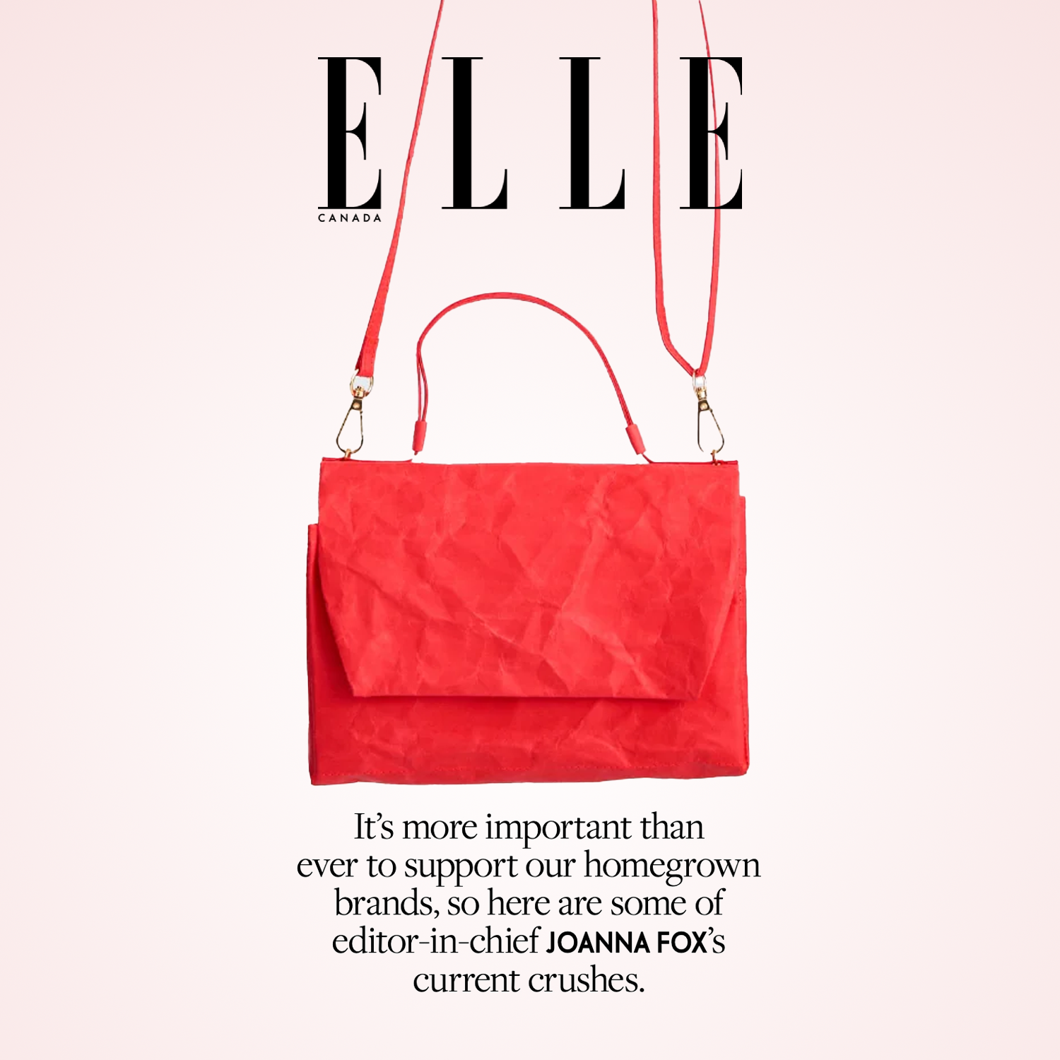 A FREED bag in an Elle Canada article on Canadian brands.