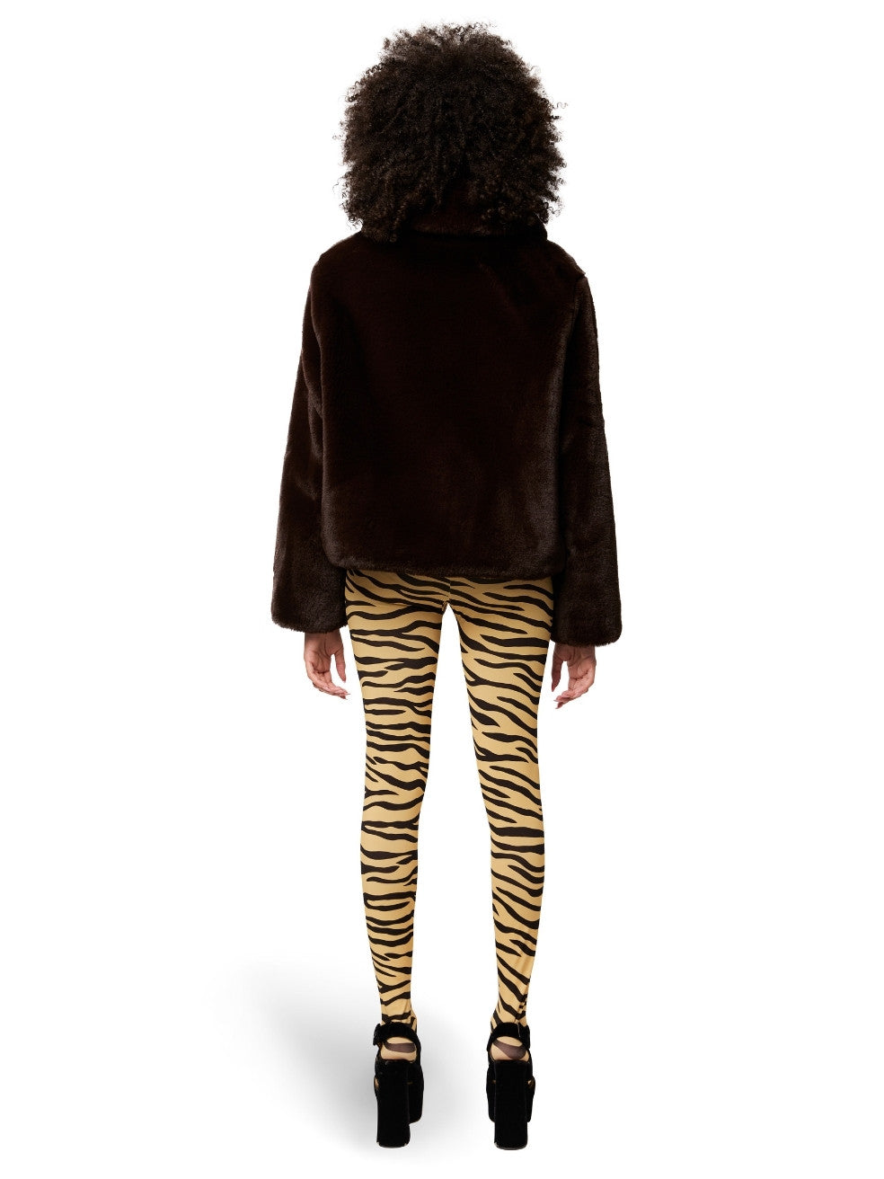 Espresso Quinn Animal-Free Fur Coat - Back View On Model
