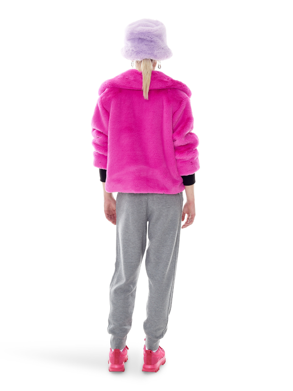 Sawyer Candy Made in Canada Bright Pink Cropped Animal Free Fur Coat
