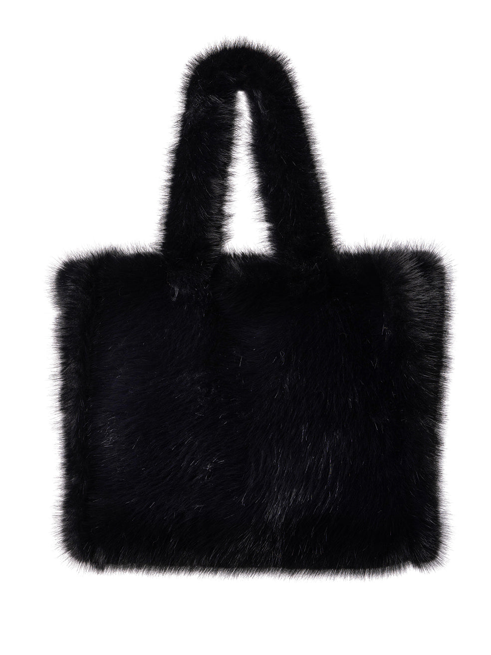 Product shot — Oversized Tote in Ink Black featuring sleek black faux fur with spacious design and sturdy handles.