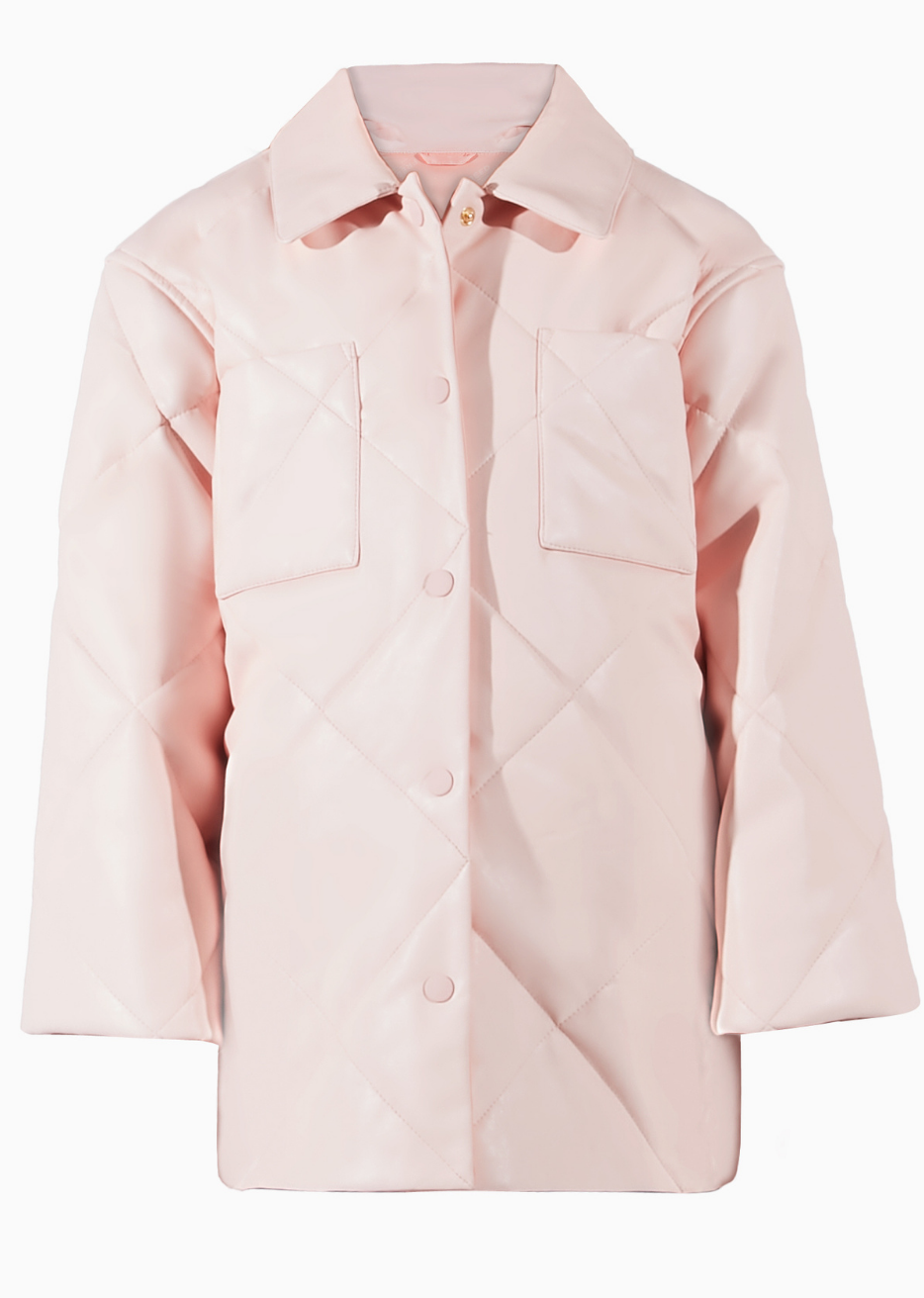 Charlie Pink Rose Vegan Leather Slow Fashion Kids Quilted Shacket Made in Canada