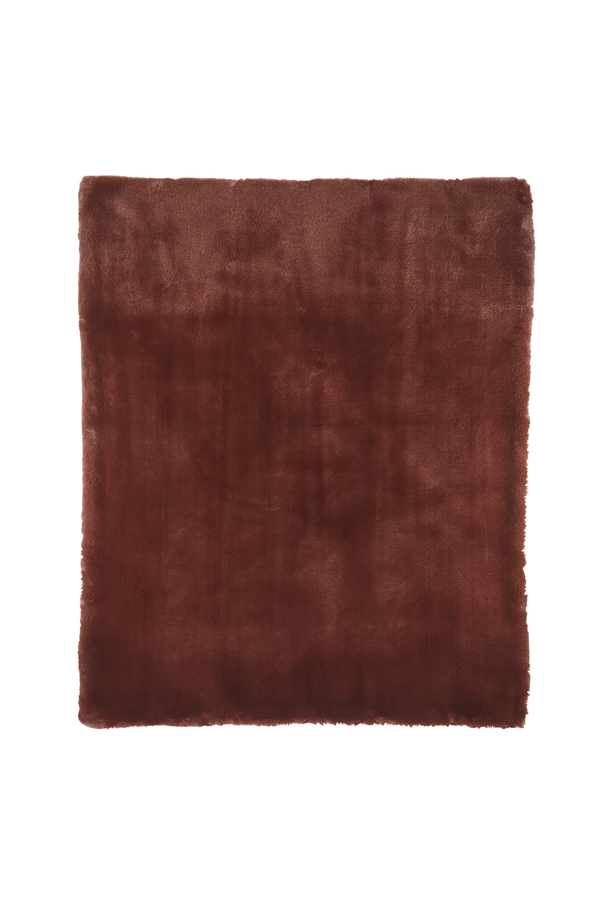 Faux fur throw blanket in chocolate brown.