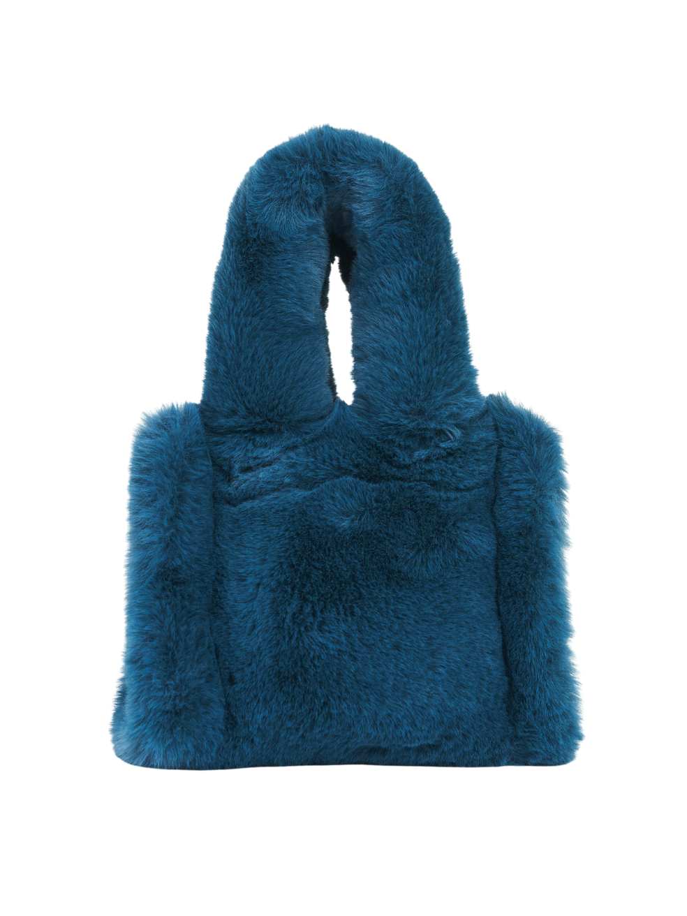 Mini Tote Bag Ethical Sustainable Vegan Fur Small Bad Purse Peacock Blue