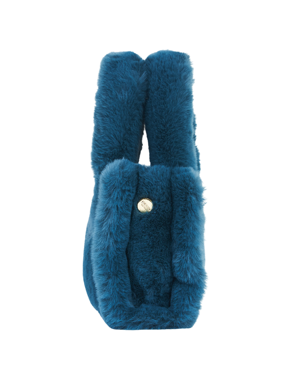 Mini Small Tote Bag Faux Fur Zero Waste Blue Peacock