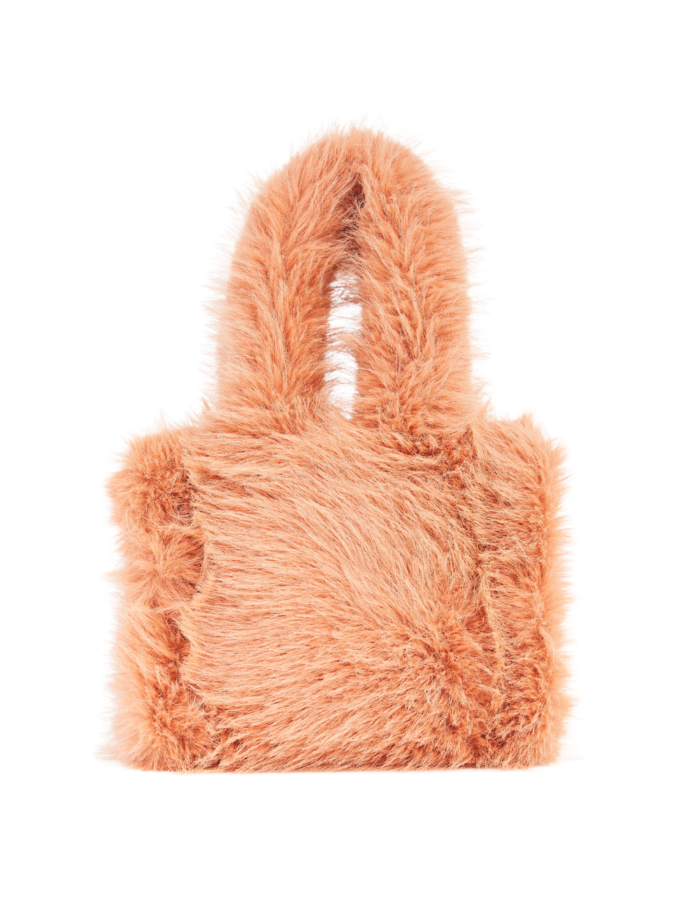 Small Mini Tote Bag Luxury Vegan Accessories Cute Shaggy Fur Orange Apricot