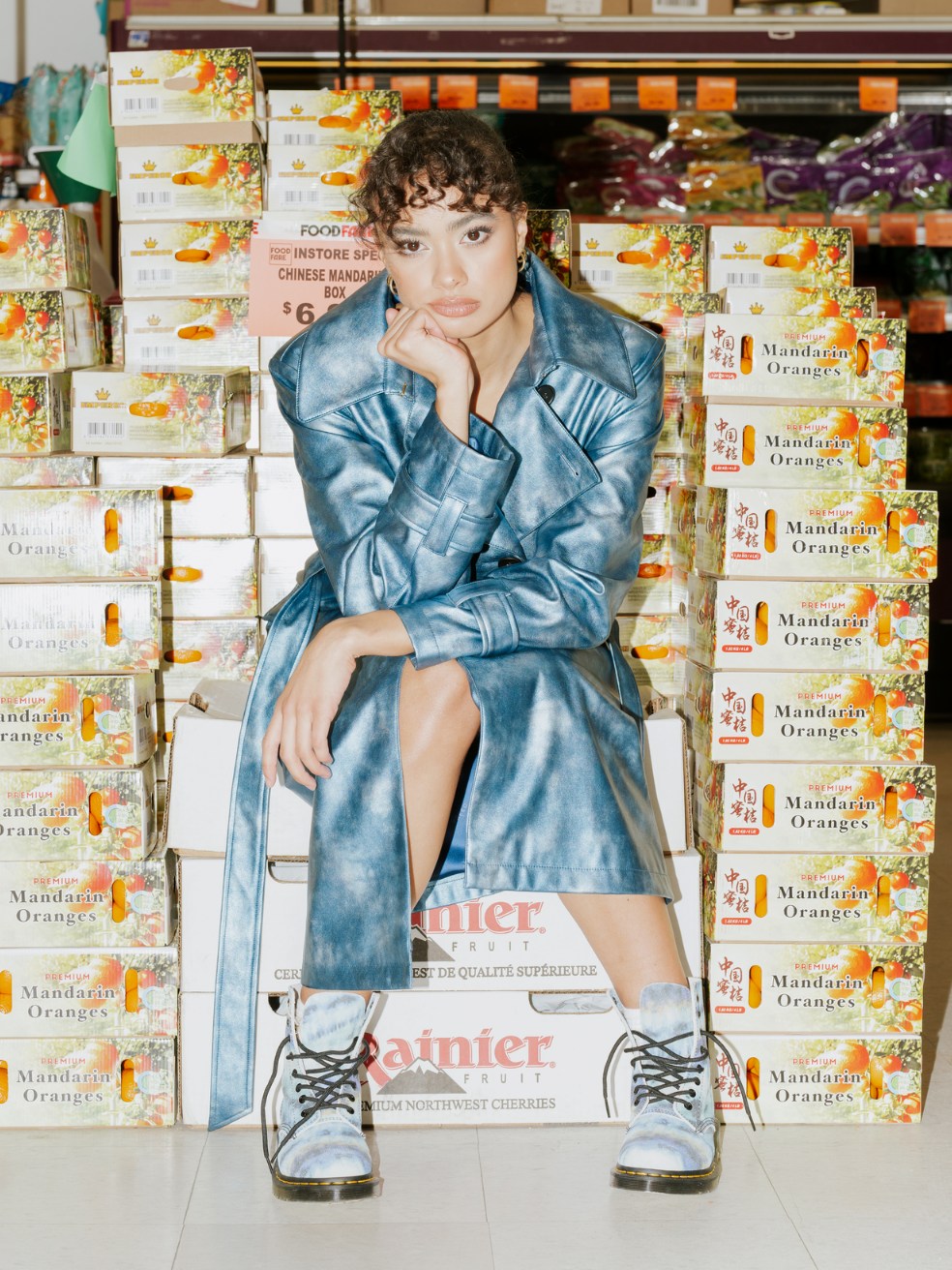 Gina Bombay Animal-Free Leather Trench - Lifestyle Image