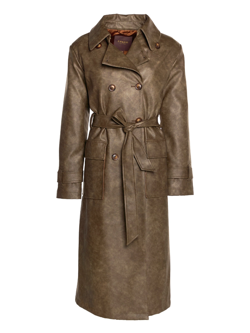 Gina Vintage Brown Animal-Free Leather Trench - Made in Canada