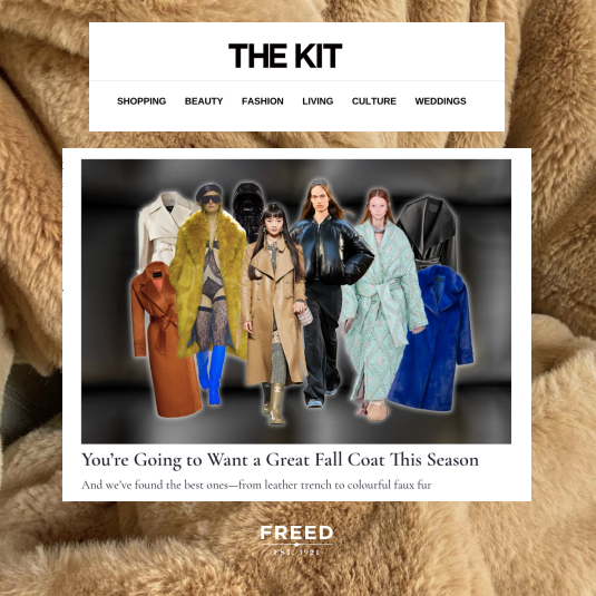 A FREED coat featured in a Fall coat feature on The Kit's website.