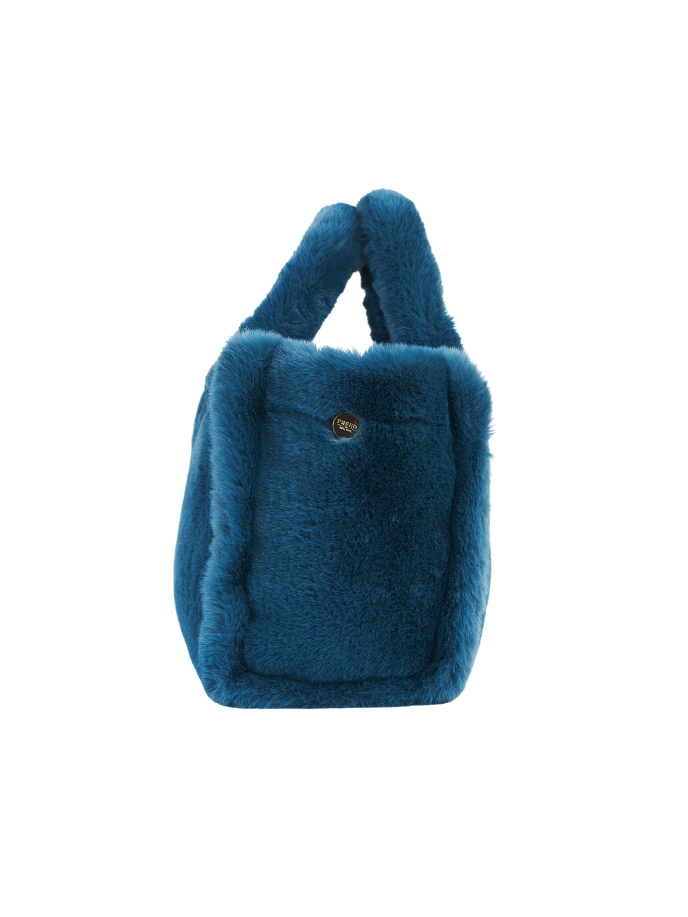 XL Large Tote Bag Sustainable Made in Canada Vegan Fur Peacock Blue