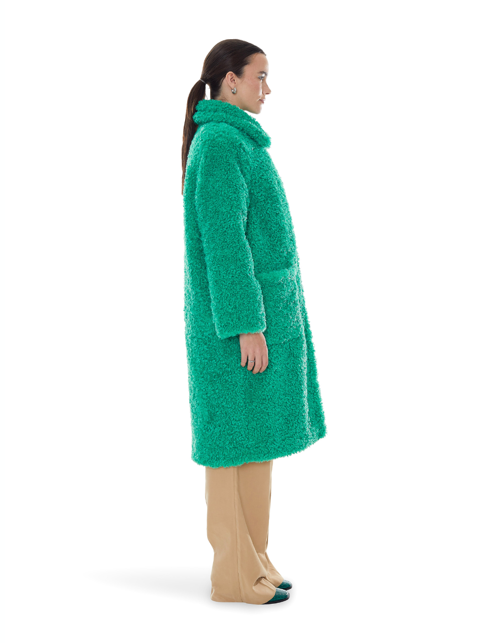 Ruby Shamrock Green Slow Fashion Outerwear Canada Long Teddy Coat Faux Sherpa