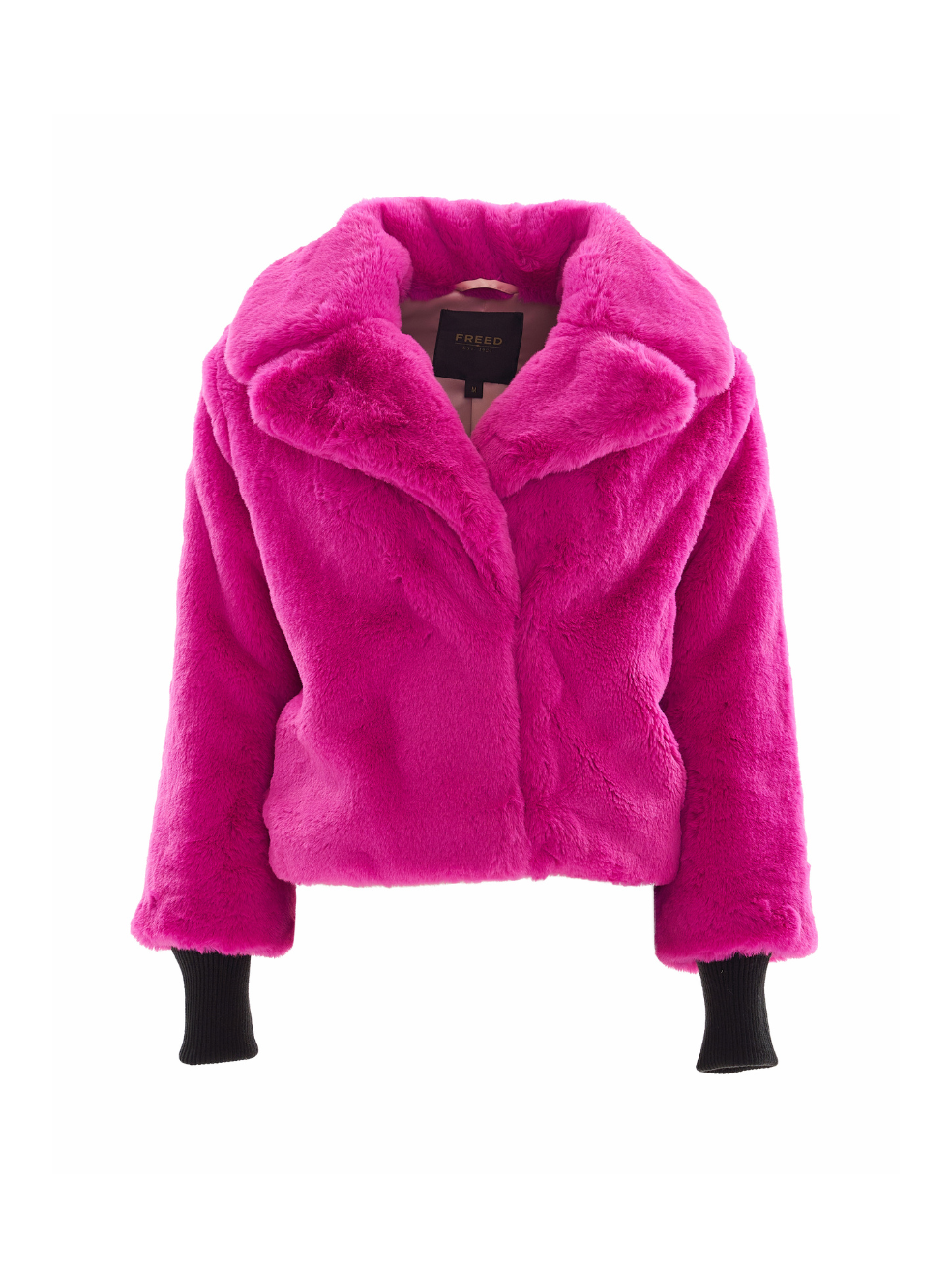 Sawyer Candy Slow Fashion Repurposed Upcycled Cropped Faux Fur Jacket Made in Canada Bomber Bright Pink