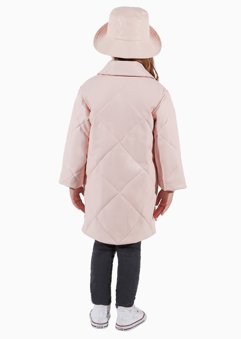 Charlie Rose Pink Sustainable Vegan Children Outerwear Quilted Fashion Shacket