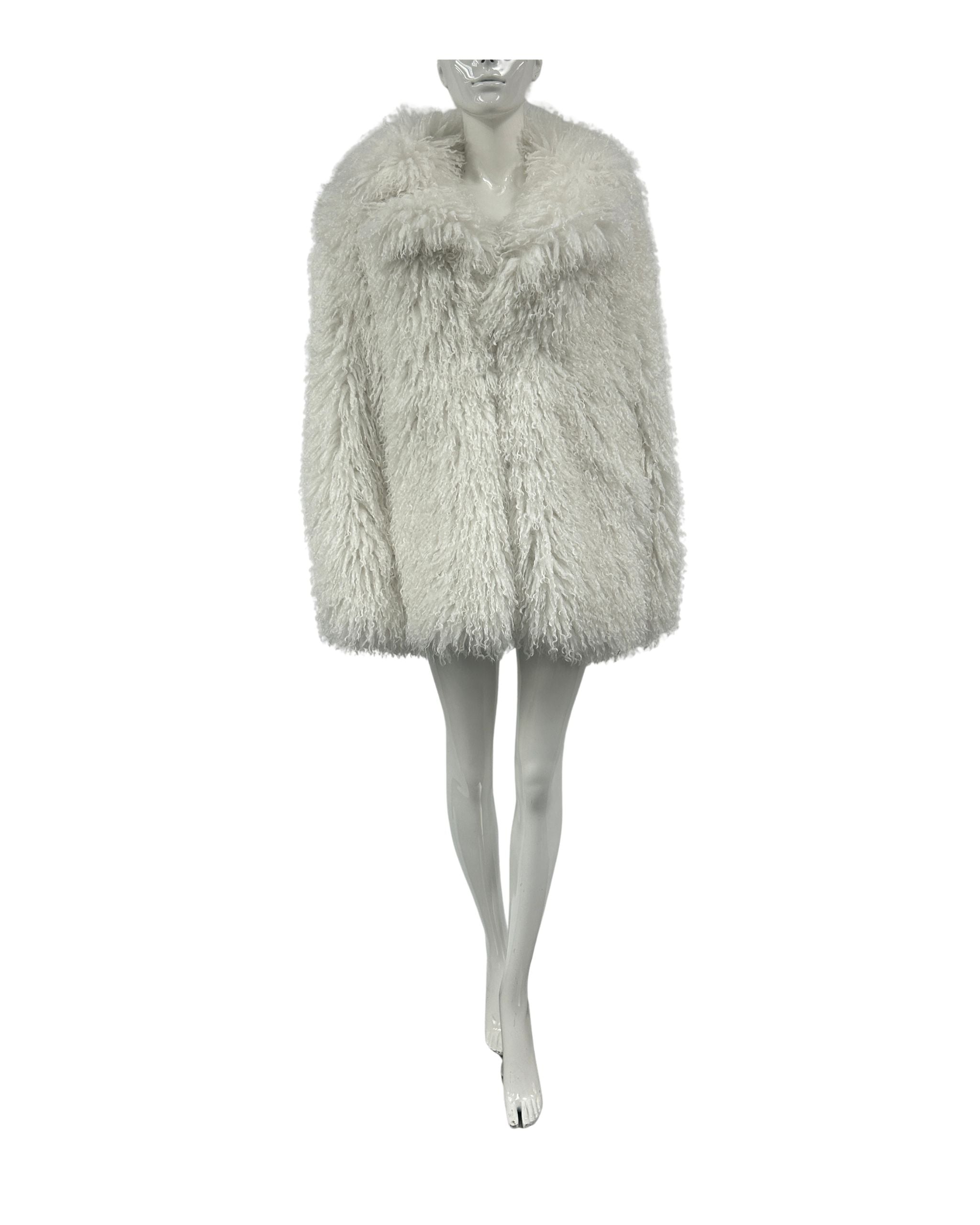 Mongolian Faux Fur Coat - Off White