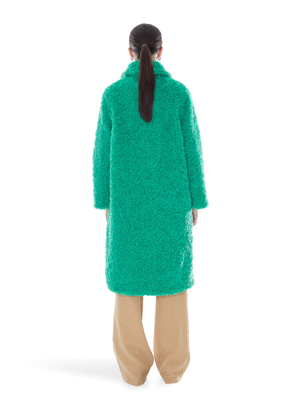 Bright Green Ruby Zero Waste Vegan Outerwear Teddy Coat Long Shamrock