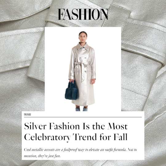 A FREED coat featured in a silver fashion article in Fashion magazine.