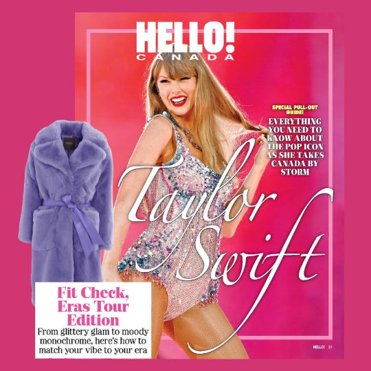 A FREED coat in a Hello! Canada article on Eras Tour-inspired fashion.