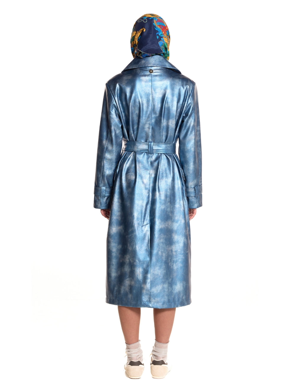 Spring summer wear gina long trench blue bombay  metallic made in canada luxury