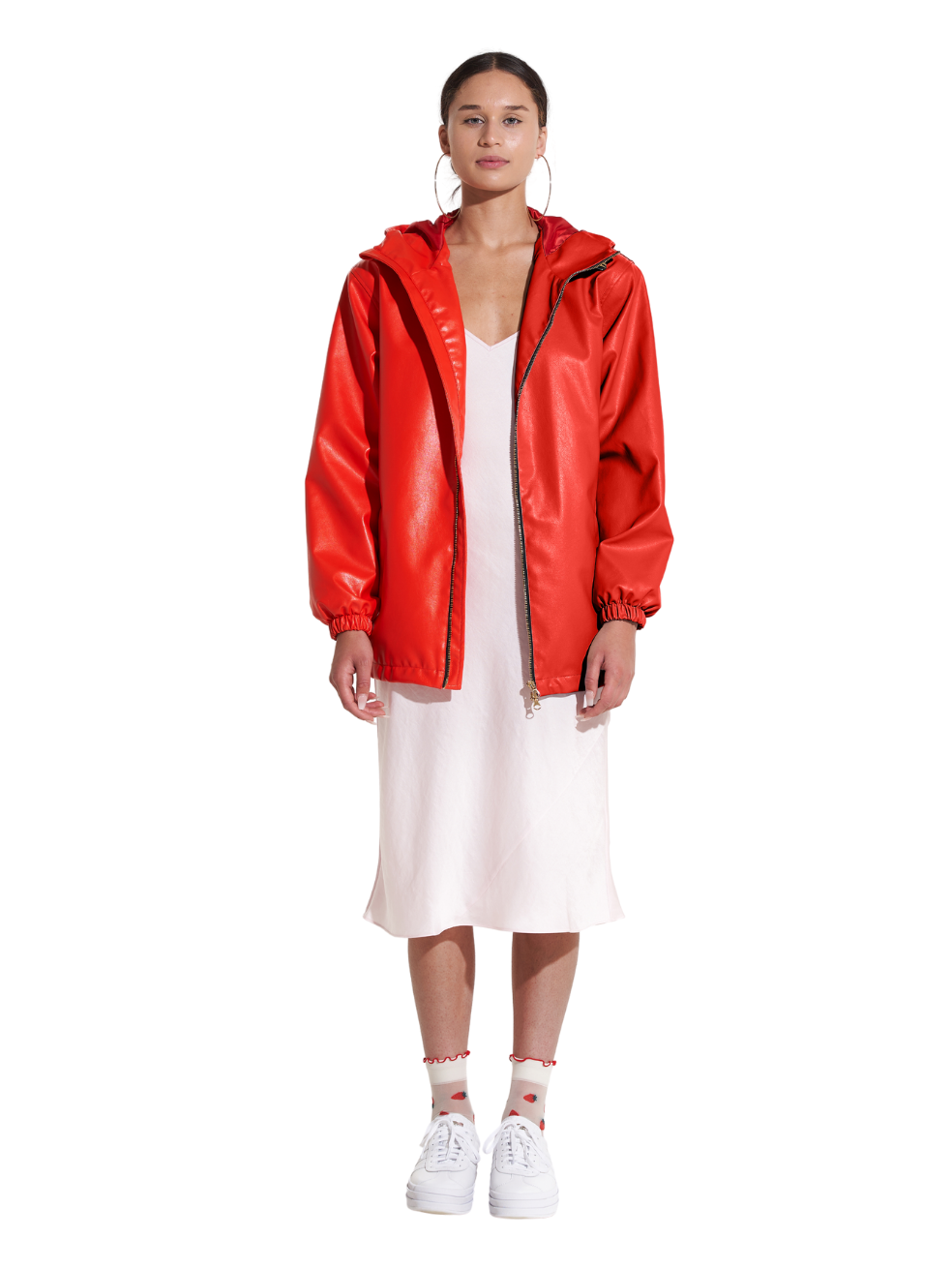 Hunter Tart Red Stylish Vegan Raincoat Made in Canada