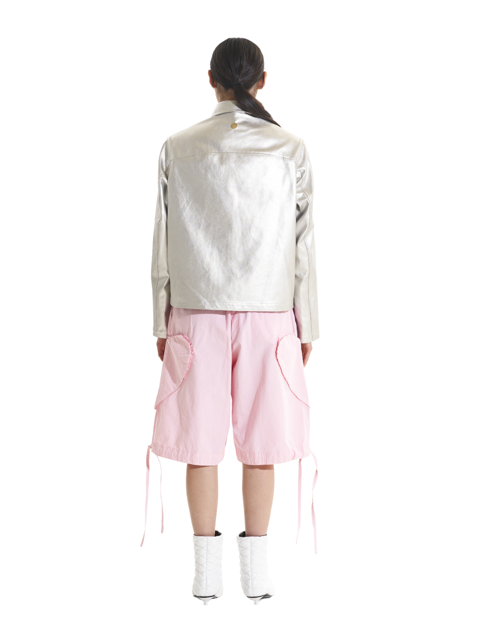 Ryan Silver Zip Up Canadian Sustainable Vegan Leather Coat