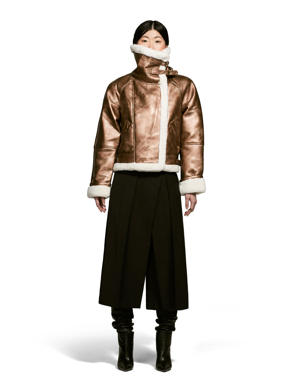 Copper Ava Aviator Zip Up Jacket Cruelty Free Animal Free Fur Leather Conscious