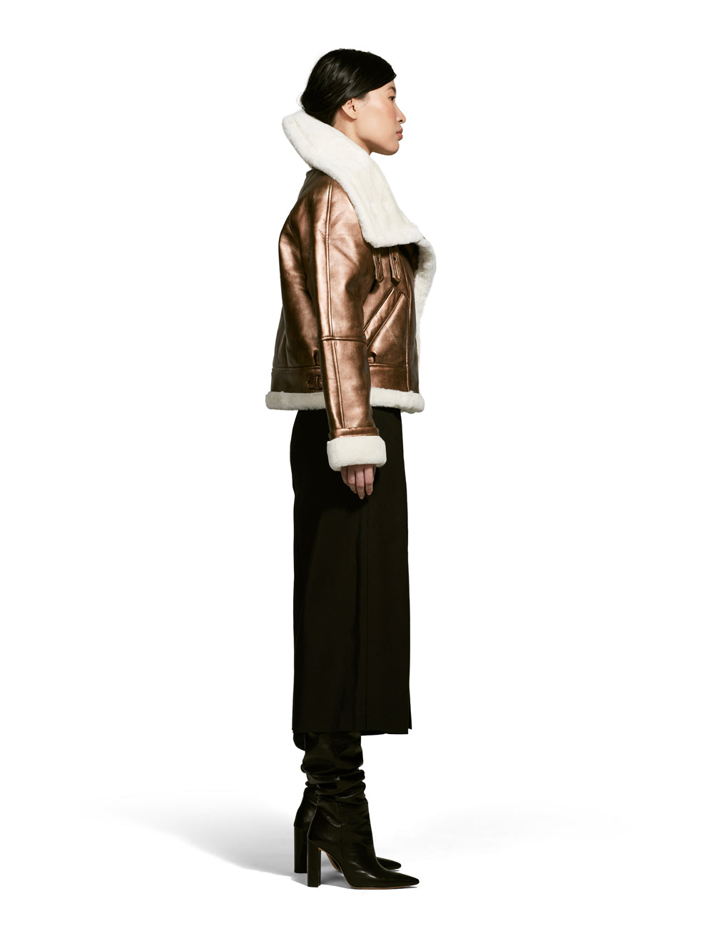Ava Aviator Jacket Vegan Leather Fur Sustainable Material Copper Canadian Outerwear