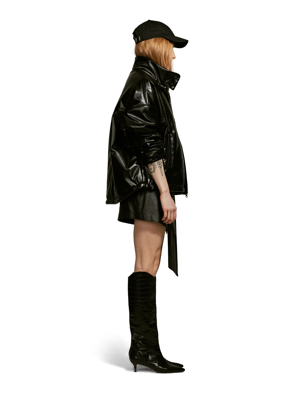 Billy Stormi Black ColdWeather Cropped Bomber Coat Animal Free Leather Sustainable Jacket