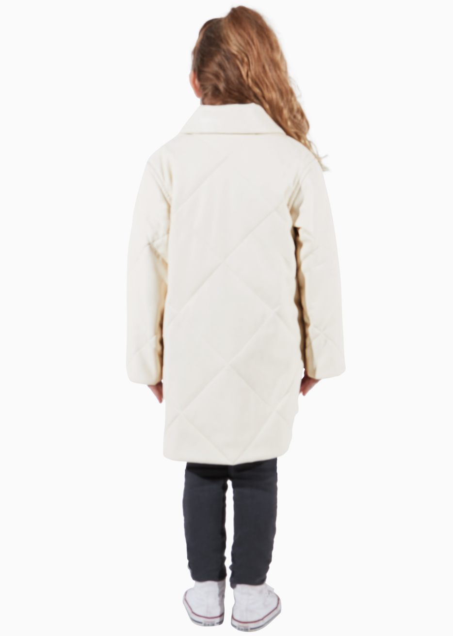 Charlie Champagne White Canada Matching Conscious Vegan Leather Kids Quilted Shacket