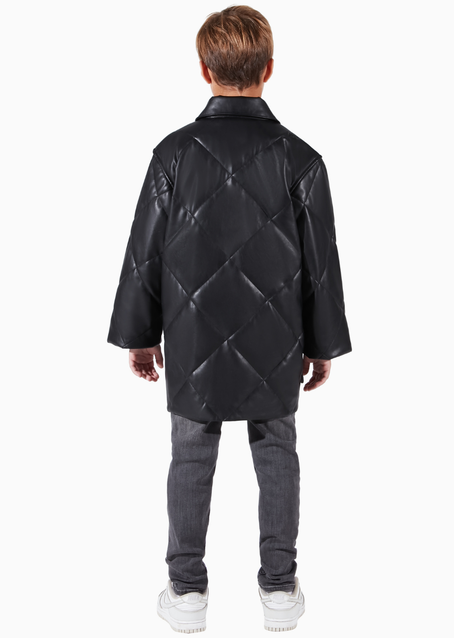 Charlie Black Stormi Cruelty Free Vegan Leather Children Quilted Shacket  Made in Canada