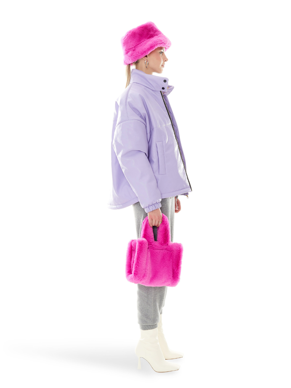 Billy Purple Lavender Ethical Sustainable Cropped Matte Vegan Leather Bomber Jacket