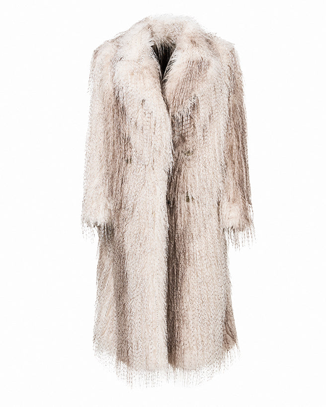 Cream Ostrich London Cruelty-Free Fur Oversized Coat