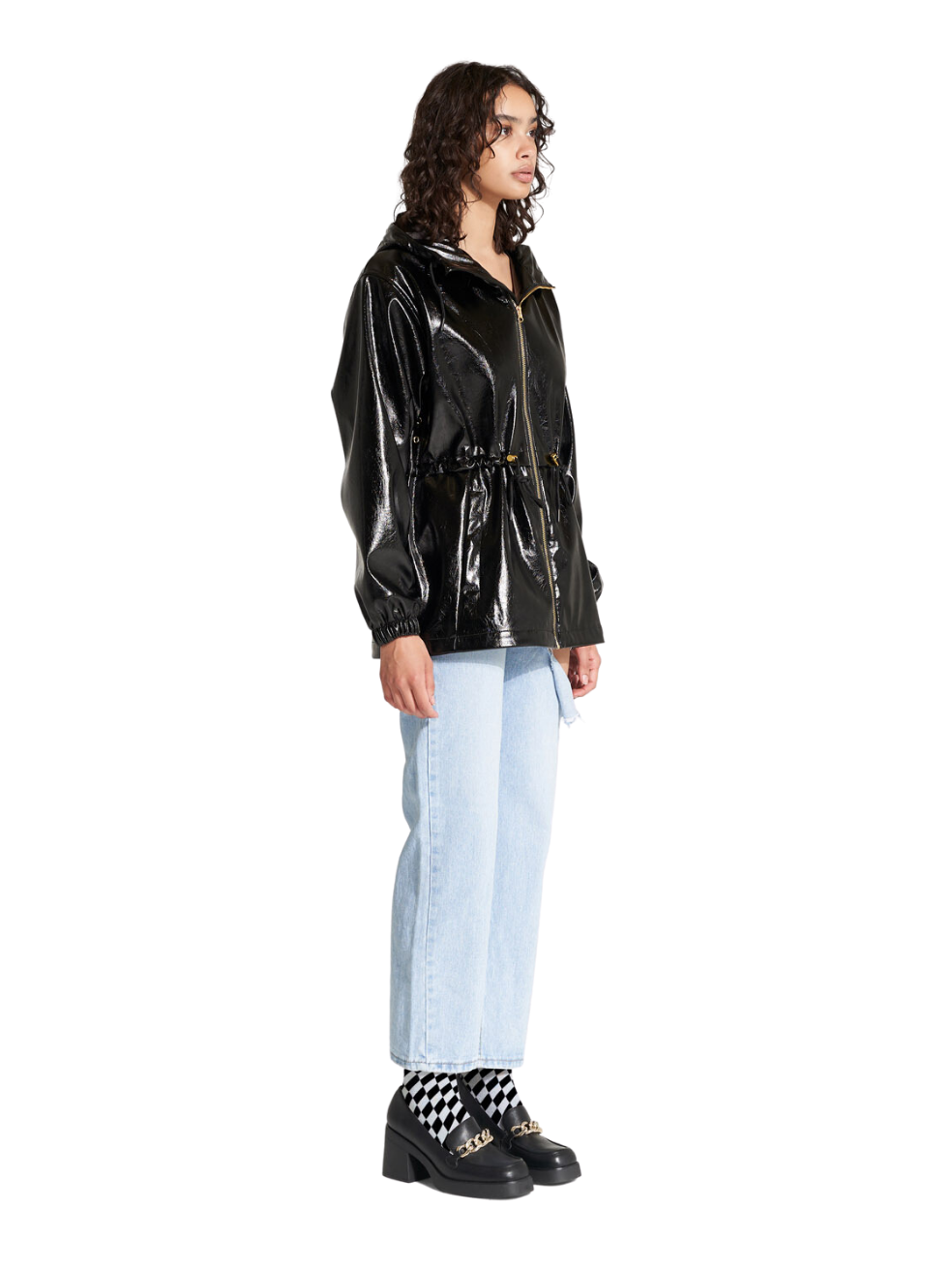 Zero Waste Animal Free Leather Cinched Raincoat Outerwear Robbie Black