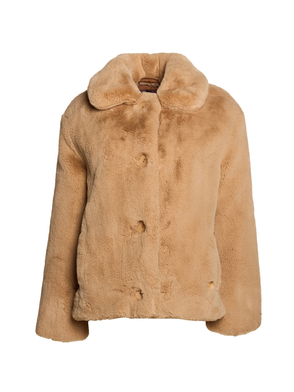Freed slow fashion luxury reid sand outerwear candian vegan faux fur coat responsible fashion