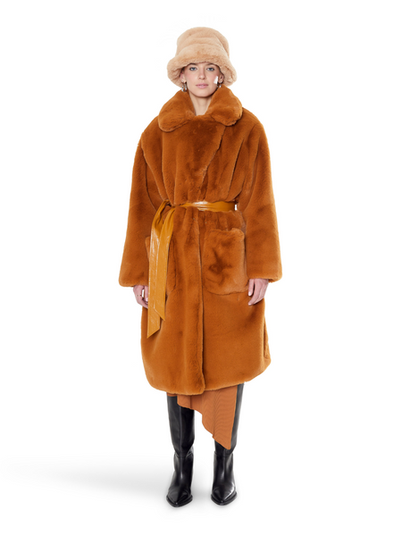 新品 rosymonster frifri cocoon satin coat Freed-Vegan-Fur-Jacket-