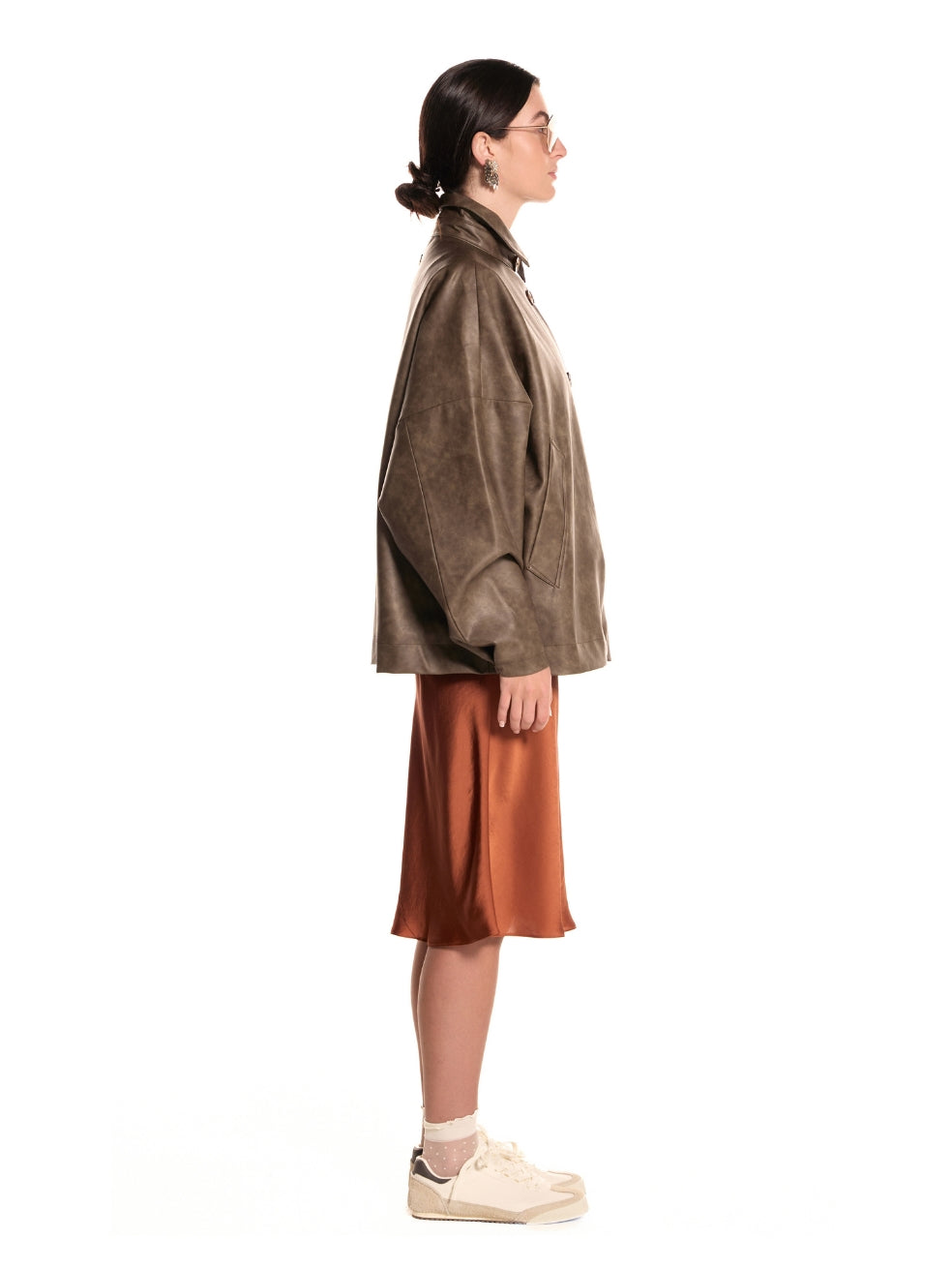 Ryder leather coat distressed vintage brown sustainable spring jacket animal free