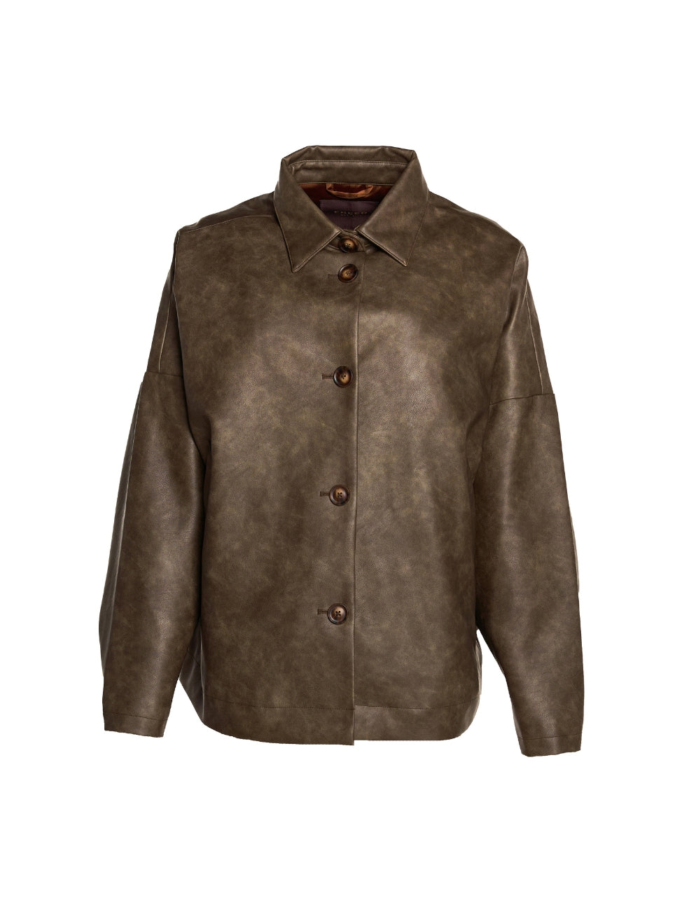 Ryder vintage brown vegan leather slow fashion outerwear made in canada distressed