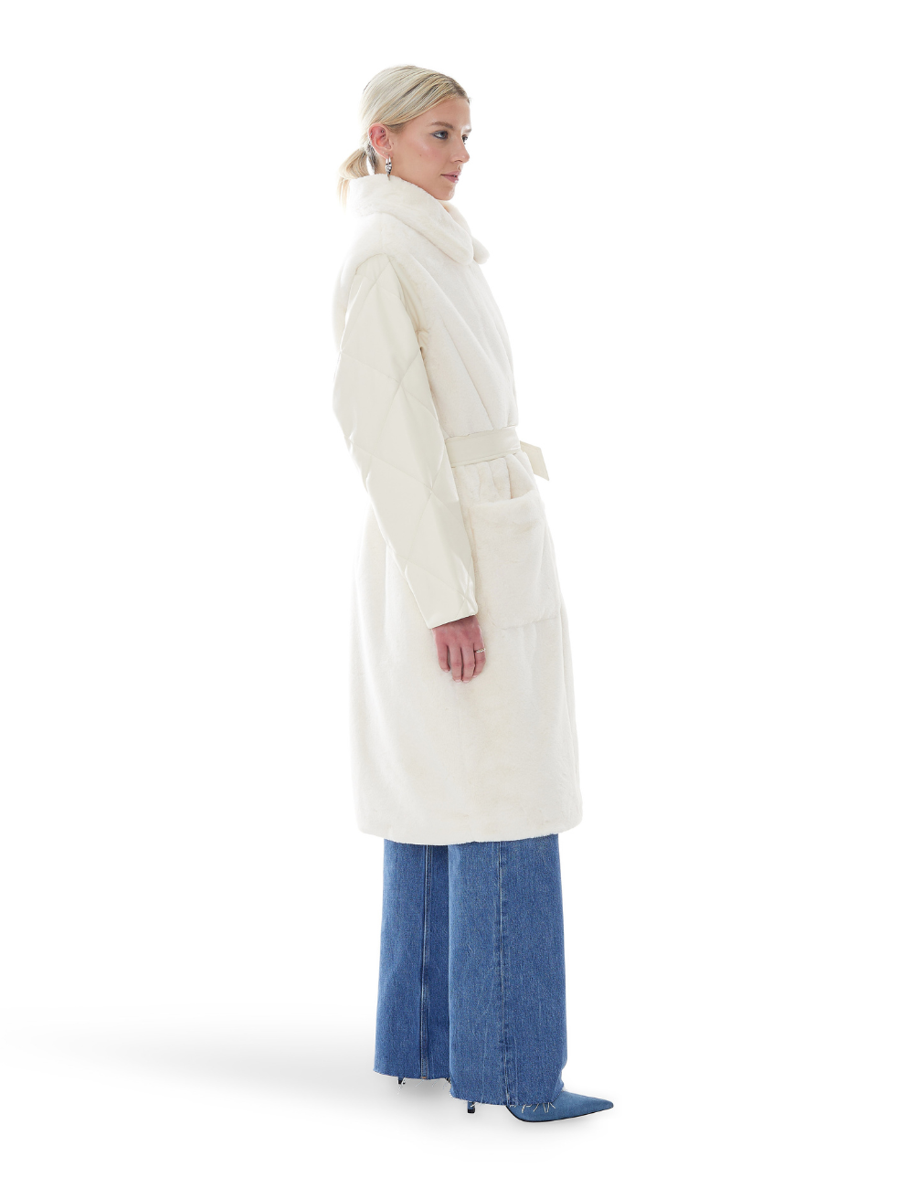 Sadie White Jacket Inclusive Fashion Repurposed Sustainable Faux Fur Leather