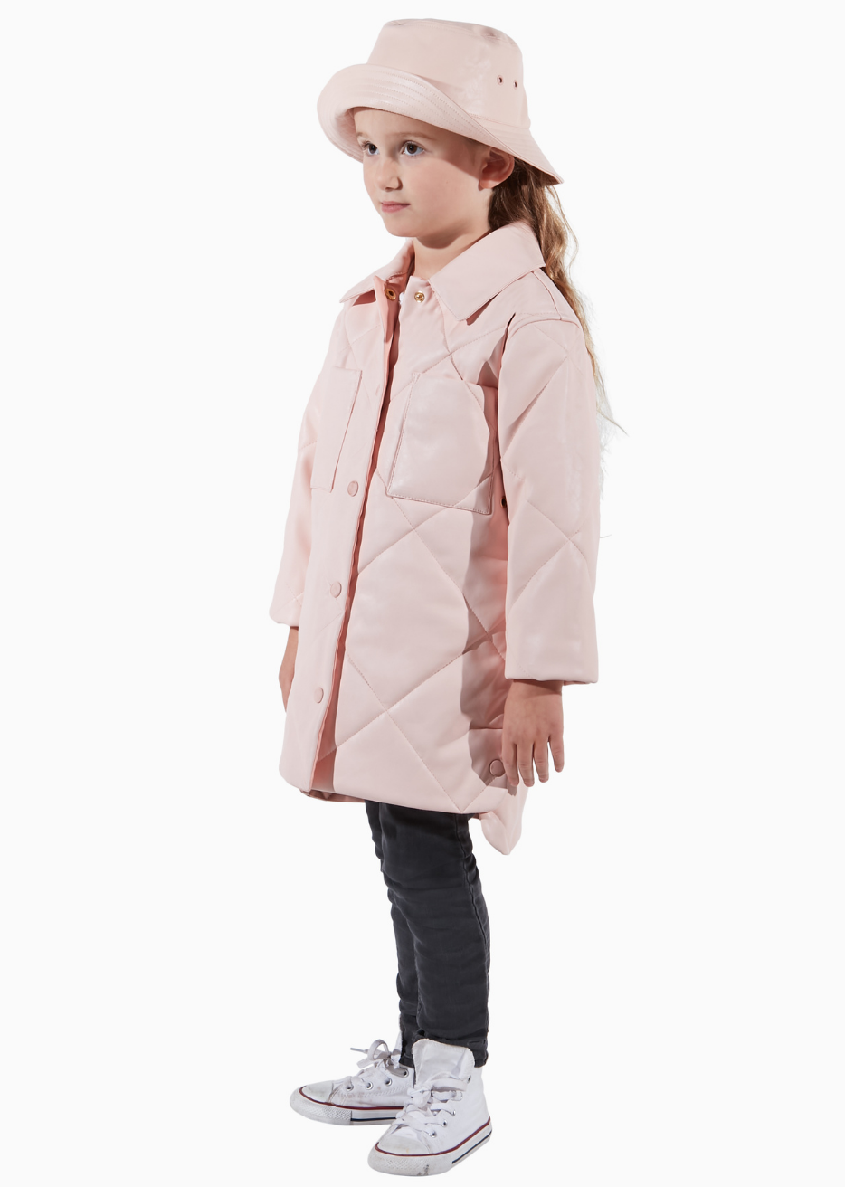 Charlie Rose Pink Quilted Shacket for Kids Upcycled Canadian Fashion