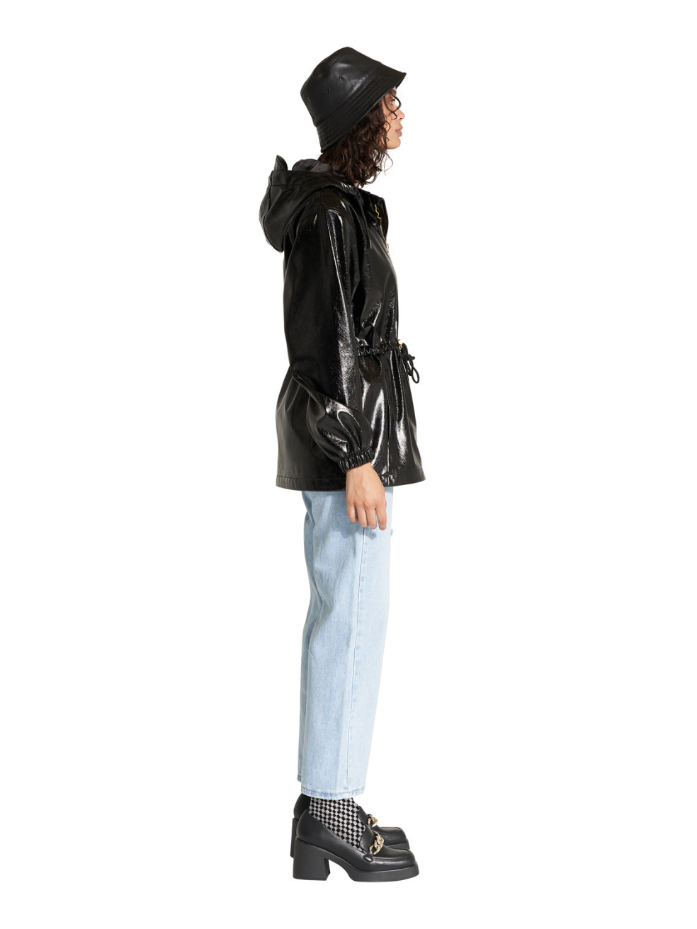Fashion Vegan Leather Raincoat Made in Canada Robbie Liqourice Black