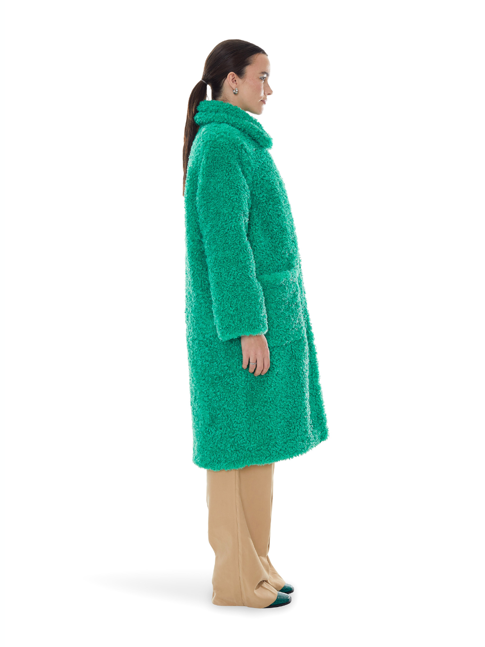 Shamrock Ruby Cruelty Free Sherpa Long Teddy Coat Bright Green