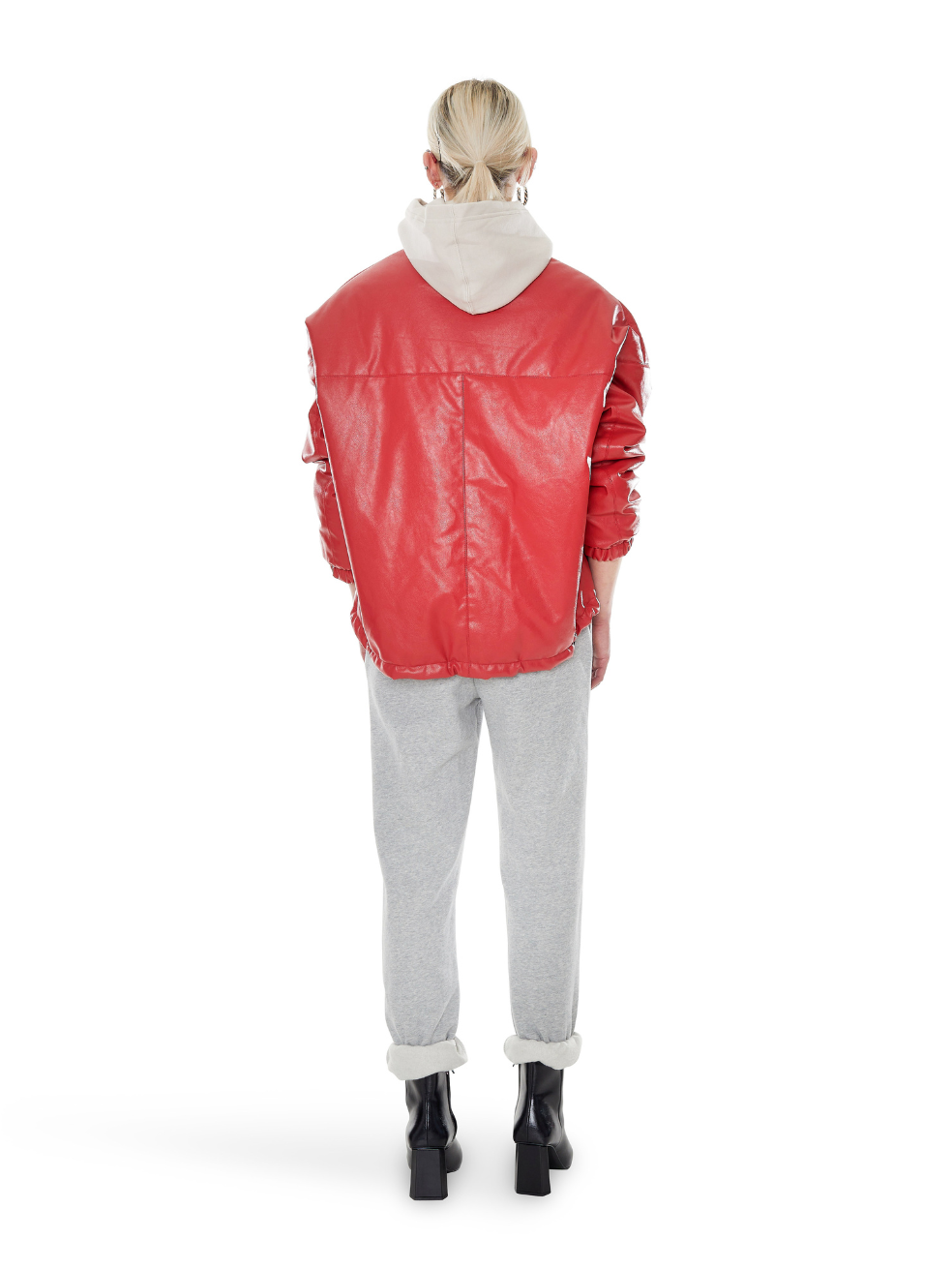 Billy Red Sustainable Animal Free Ethical Leather Matte Cropped Bomber