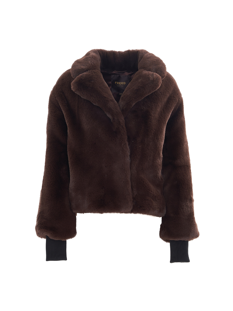 Sawyer Espresso Brown Sustainable Cold Weather Upcycled Outerwear Cropped Coat Animal Free Fur