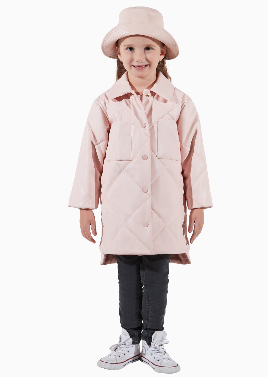 Charlie Rose Pink Quilted Shacket for Kids Upcycled Canadian Fashion