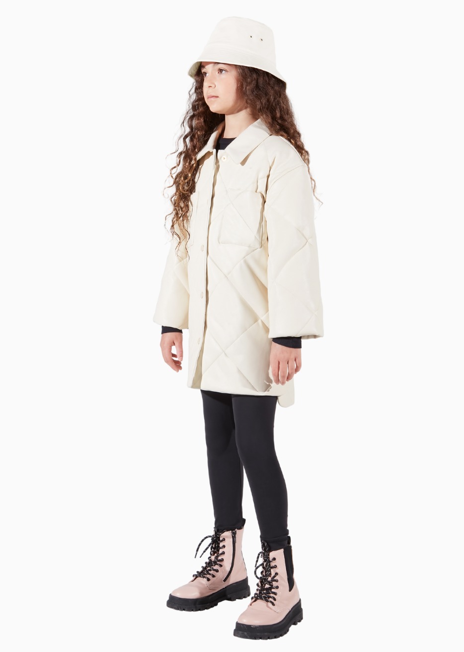 Charlie Champagne White Upcycled Outerwear Canada Faux Leather Matching Fashion
