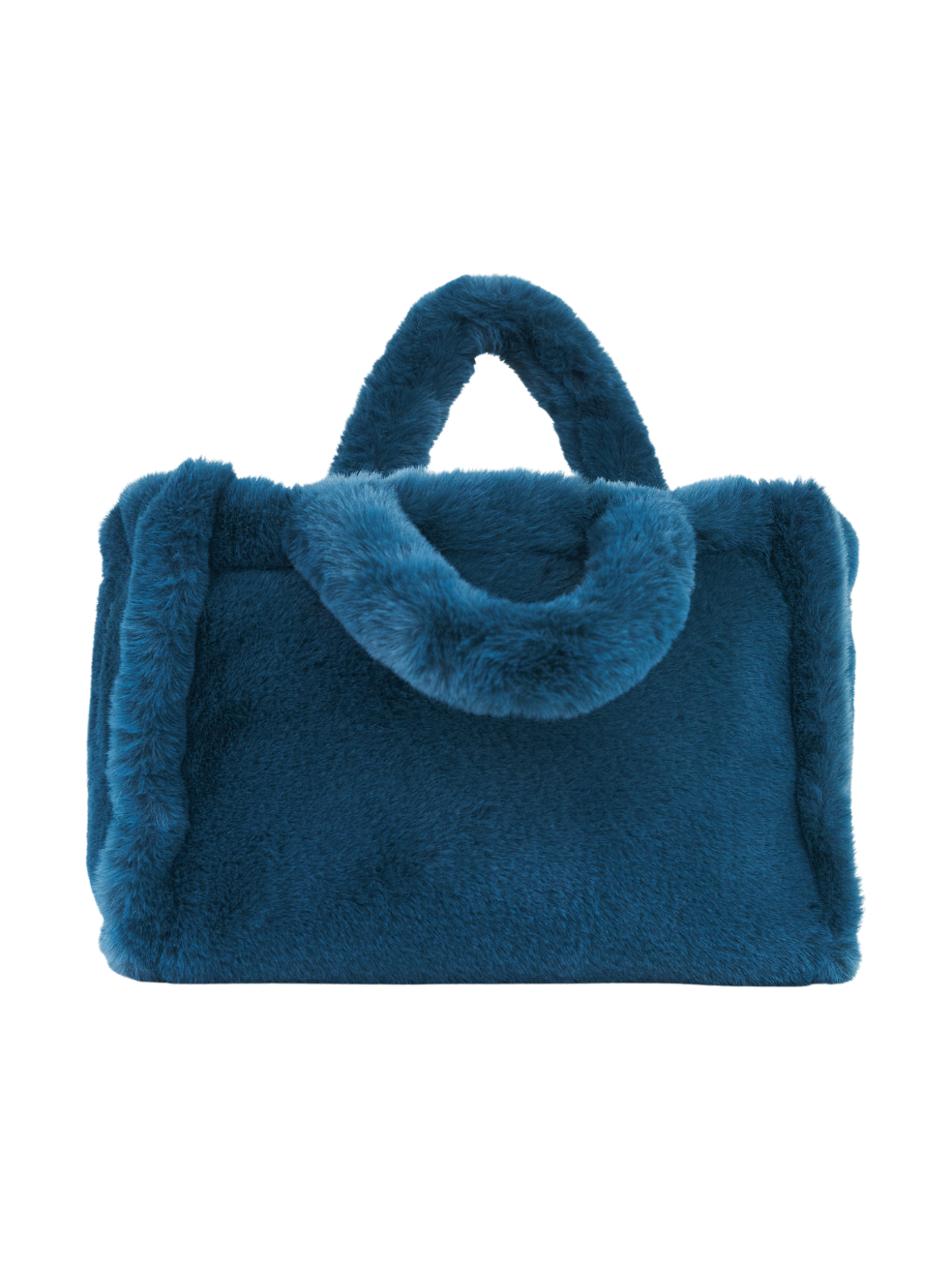 XL Large Tote Bag Sustainable Made in Canada Vegan Fur Peacock Blue