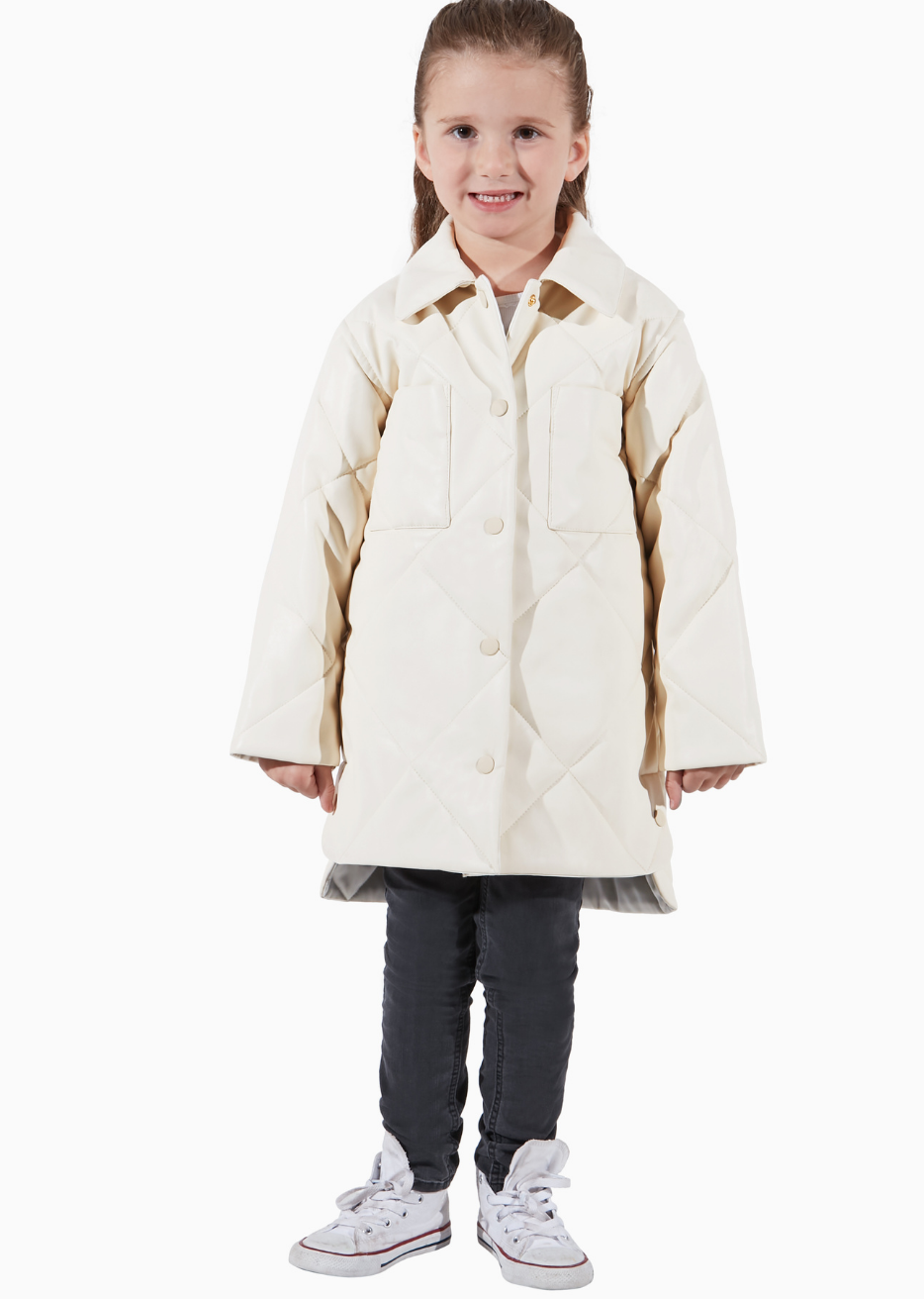 Charlie Champagne White Quilted Shacket Vegan Outerwear Mommy and Me Kids Canada