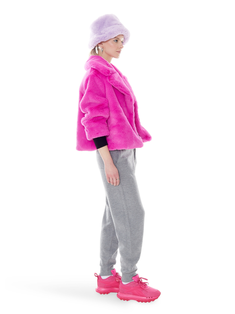 Sawyer Candy Hot Pink Cropped Faux Fur Sustainable Coat