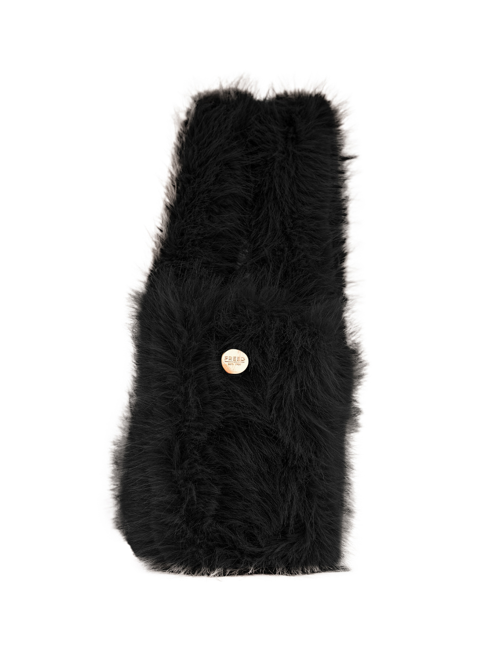 Mini vegan fur tote made in canada fabric end off cut accessories ink black