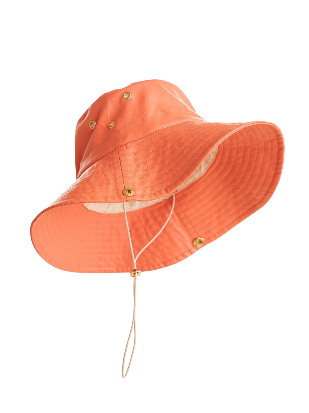 Fisherman's Bucket Hat Bright Peach Summer Spring Vegan Leather Adjustable Canada